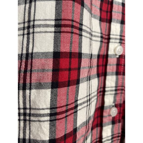 Talbots Women’s Size Large - Button Down Cotton Short - Red & Metallic Plaid - Picture 3 of 6
